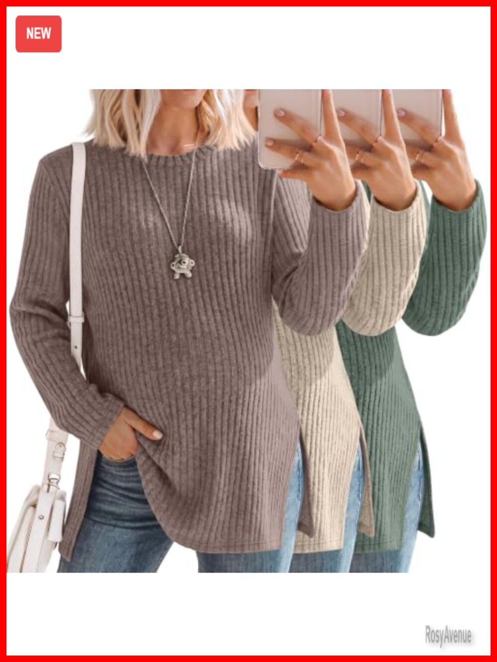 3 Pack Maternity Shirts Pregnancy Sweaters Tunic Tops Long Sleeve Ribbed Knit